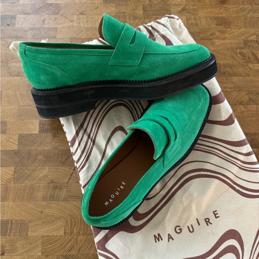 New - Maguire Emerald Green Suede Loafers